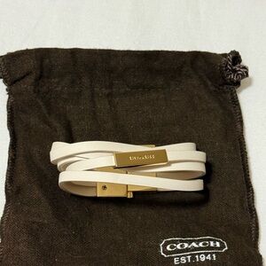 Coach Cream Leather Wrap Bracelet with Gold Accents